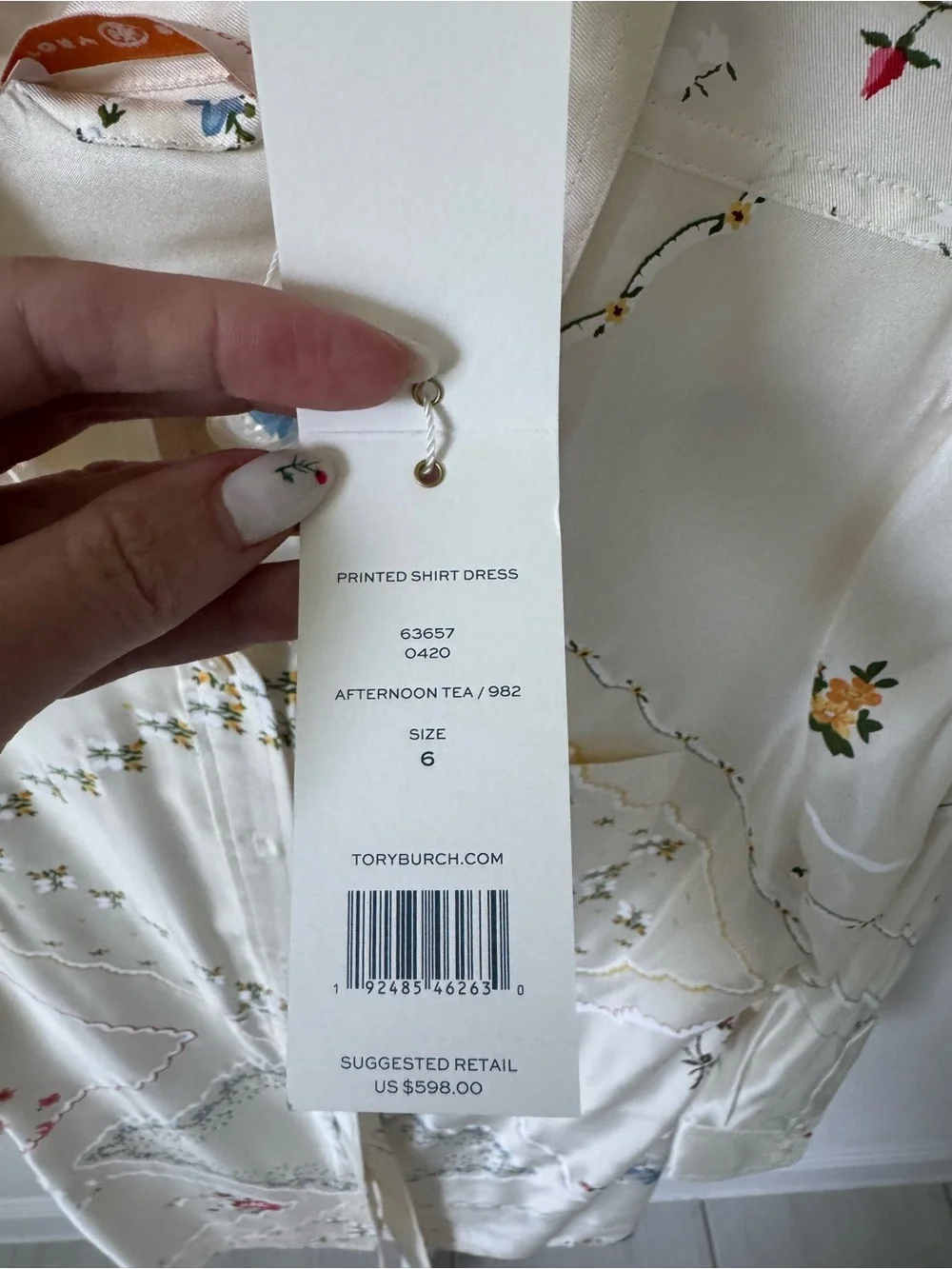 Tory Burch Cream Floral Shirt Midi Dress